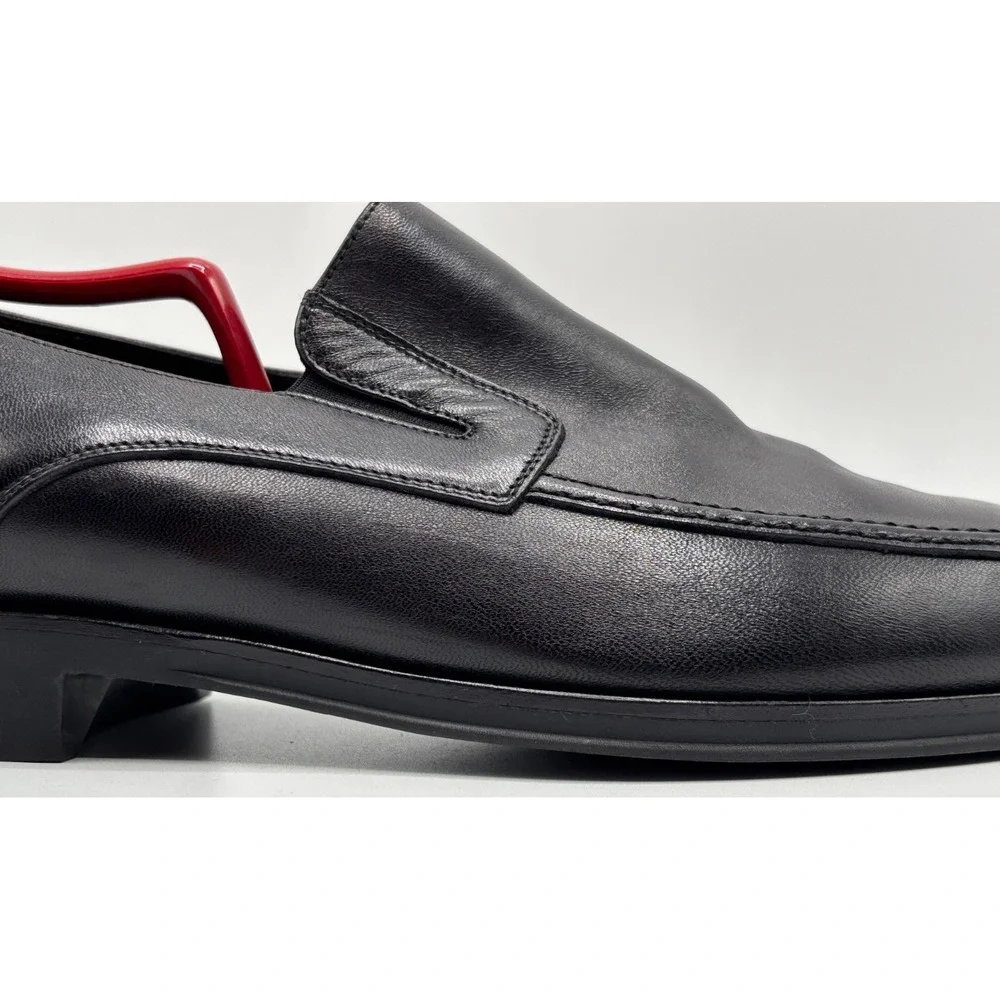 Monte Rosso Loafers Dress Shoes Mens Size 10 Black Leather Slip On Made in Italy